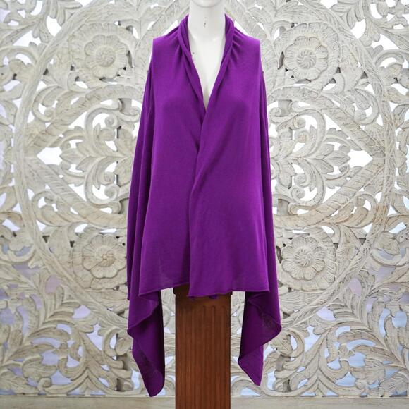DKNY Silk Cashmere Blend Draped Open-Front Cardigan Purple Women’s Size M - Picture 1 of 7